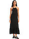 Dress Καλοκαιρινό Midi Φόρεμα με Βολάν Μαύρο