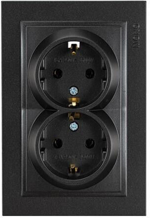 Mono Electric Διπλή Χωνευτή Πρίζα Ρεύματος Γκρι