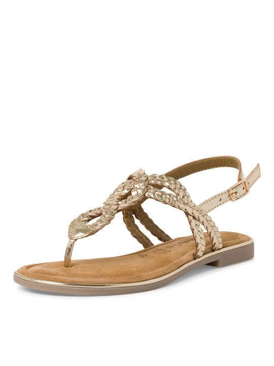 Tamaris Leder Damen Flache Sandalen Anatomisch in Gold Farbe