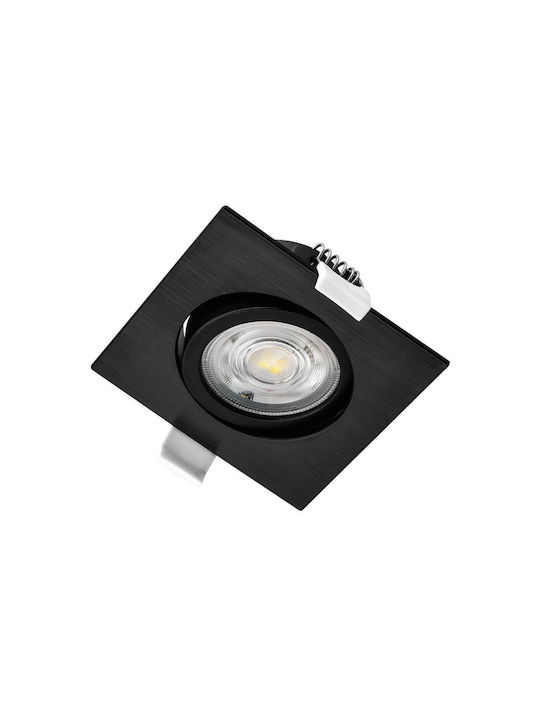 Braytron Square Plastic Recessed Spot with Integrated LED and Warm White Light Black 1pcs