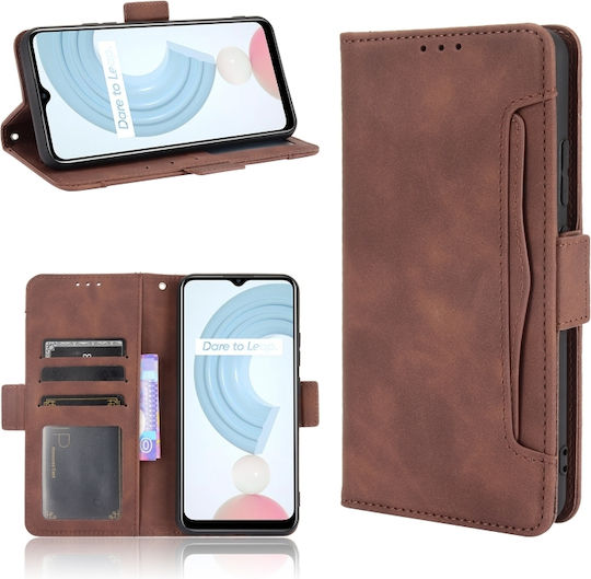 Skin Feel Calf Pattern Wallet Piele / Piele artificială / Silicon Maro (Realme C21)