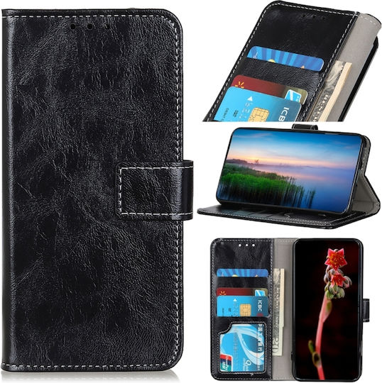 Retro Wallet Δερμάτινο Μαύρο (Realme C21)