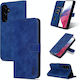 5g Azns Skin Feel Calf Texture Buchen Sie Leder / Synthetisches Leder / Silikon Blau (Galaxy A55)