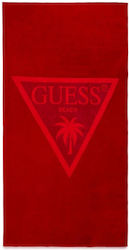 Guess Triangle Πετσέτα Θαλάσσης Βαμβακερή Κόκκινη 100x180εκ.