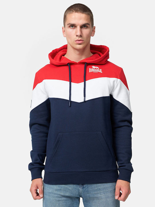 Lonsdale Ανδρικό Φούτερ με Κουκούλα Navy/red/white