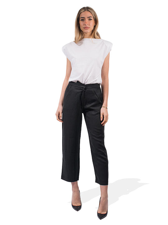 4tailors Women's Fabric Capri Trousers Black