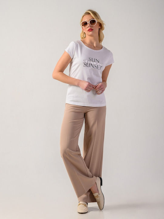 Women's Fabric Trousers Beige