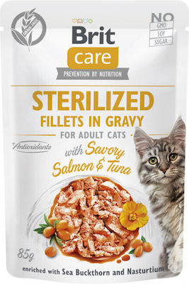 Brit Care Pouches Nasses Katzenfutter für Katze mit Lachs und Thunfisch 85gr