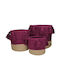ArteLibre Set of Decorative Baskets Straw with Handles Purple 25x25x25cm 3pcs