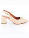 B-Soft Anatomic Pointed Toe Beige Medium Heels with Strap