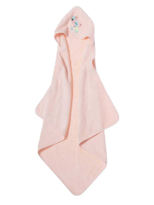 Nef-Nef Homeware Βρεφική Κάπα-Μπουρνούζι με Κουκούλα Paradise Bird Pink 75x75εκ.