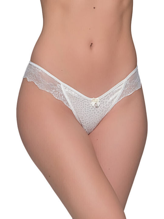 Γυναικείο String με Δαντέλα Λευκό