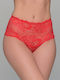High-waisted Women's Brazil with Lace Red