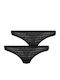 Γυναικεία String 2Pack με Δαντέλα Μαύρο