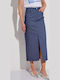 Denim Midi Skirt Blue