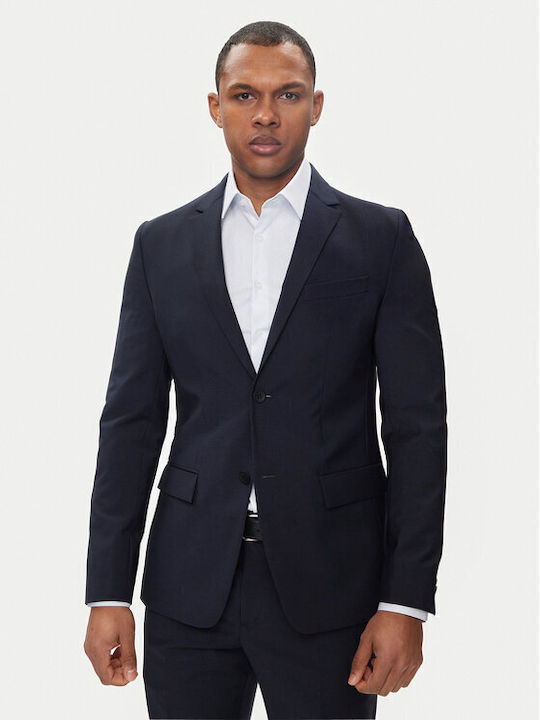 Calvin Klein Ανδρικό Σακάκι με Κανονική Εφαρμογή Σκούρο Μπλε