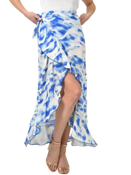 First Woman Maxi Φούστα Φάκελος Floral σε Μπλε χρώμα