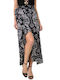 First Woman Maxi Envelope Skirt Floral in Black color