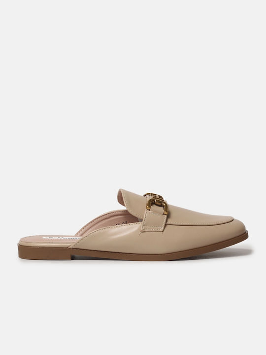 InShoes Flat Mules σε Μπεζ Χρώμα