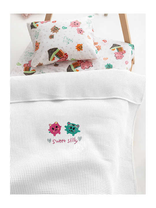 Palamaiki Blanket Nursery Swaddling Blankets Waffle White Candy 80x110cm