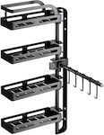 Quasar Kitchen Rack Metal in Black Color 4 Slots 30x12x70cm