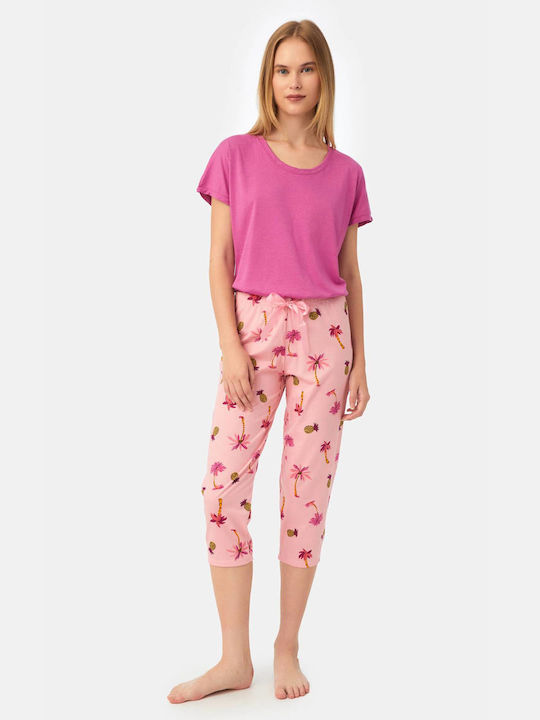 Minerva Women's Summer Pajama Trouser Pink