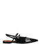 Hermine Leather Women's Pointed Toe Ballerina Shoes With Strap In Black Color
