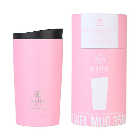 Estia Travel Mug Save The Aegean Recyclable Thermos Stainless Steel BPA Free 350ml Blossom Rose