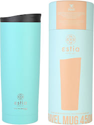 Estia Travel Mug Save The Aegean Glass Thermos Stainless Steel BPA Free Bermuda Green 450ml