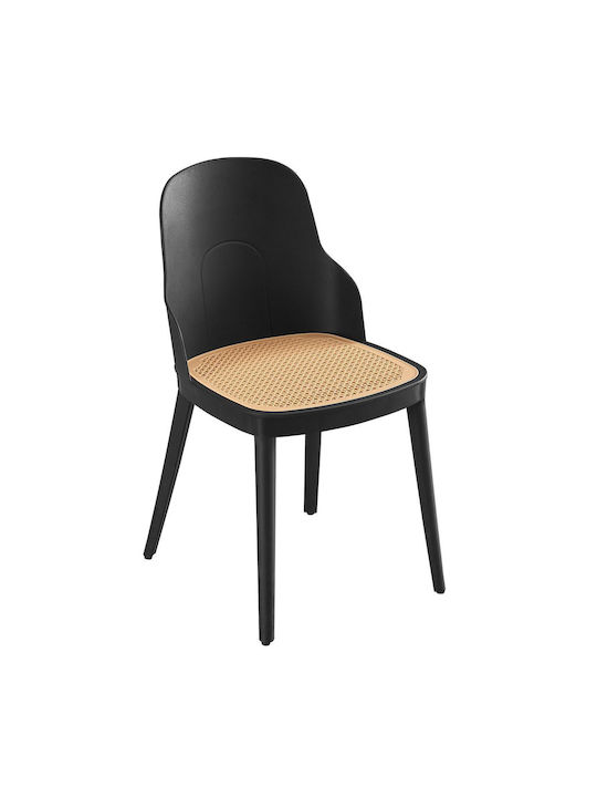 Melina Dining Room Polypropylene Chair Black Velvet-Black Metal 45x50x79cm Ε3861,1