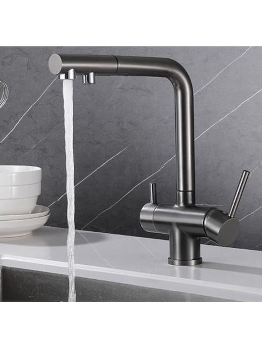 Stocco Kitchen Faucet Counter with Shower Gun Grey