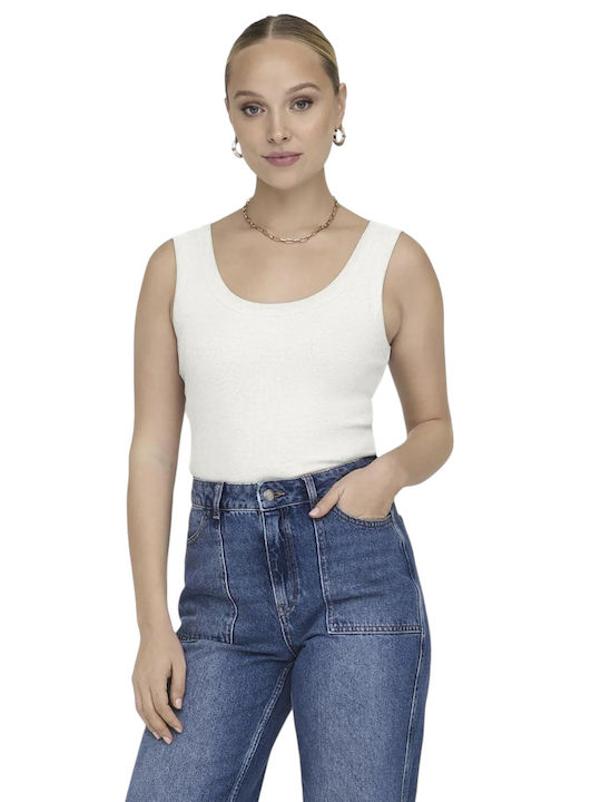 Only pentru Femei Crop Top fără Mâneci Ecru