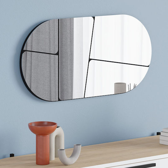 Megapap Otis Wall Mirror Oval with Black Plastic Frame 80x40cm 1pcs