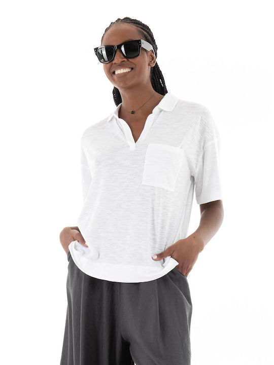 Marc O'Polo Women's Polo Blouse Short Sleeve White