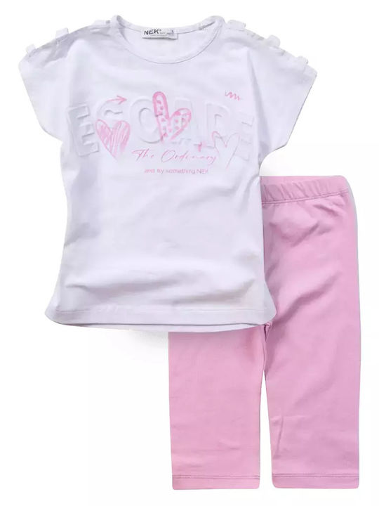 Nek Kids Wear Kids Set with Leggings Summer 2pcs white