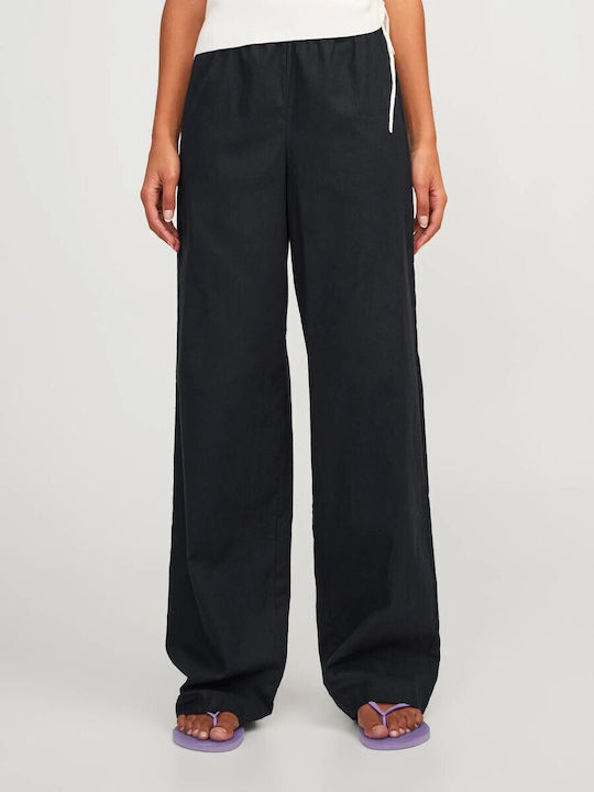 Jack & Jones Women's Linen Trousers Black