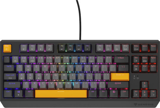 Genesis Thor 230 TKL Gaming Mechanical Keyboard Tenkeyless with Outemu Red switches and RGB lighting (English US) Anchor Gray Positive