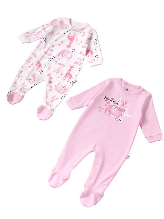 Evita Baby Bodysuit Set Long-Sleeved Pink and w...