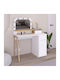 Bodenstehende Schminktisch Schlafzimmer Avien Holz Weiß mit Spiegel 105x51.1x131cm