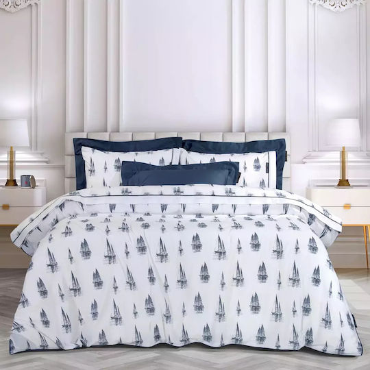 Greenwich Polo Club 2183 Σετ Υπέρδιπλο 4τμχ 240x260εκ. Λευκό-μπλε