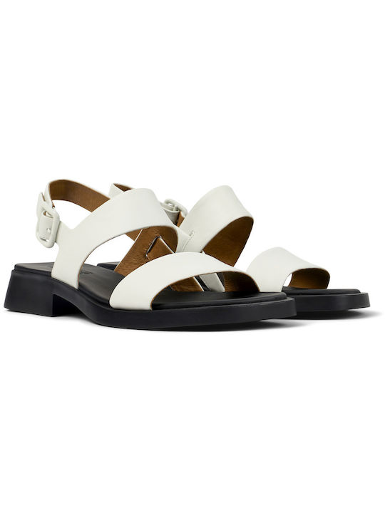 Camper Dana Leather Women's Flat Sandals in Whi...