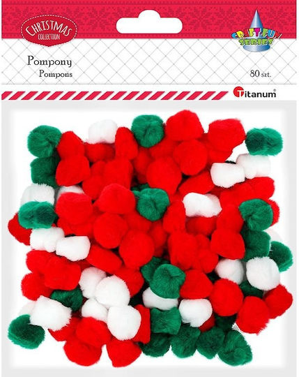 Titanum Pom Pom de Artizanat Alb Set 80buc