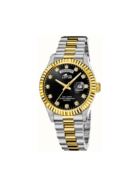 Lotus Watches Ρολόι Μπαταρίας με Ασημί Μεταλλικό Μπρασελέ