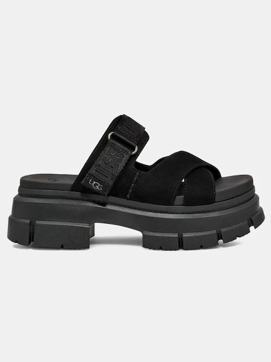 Ugg Australia Ashton Damen Flache Sandalen Flatforms in Schwarz Farbe