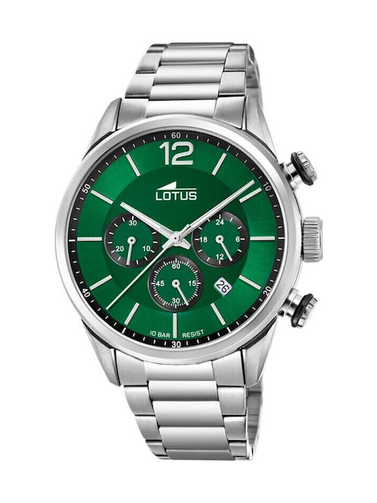 Lotus Watches Мъжки часовник на батерия с Сребърен Метална гривна