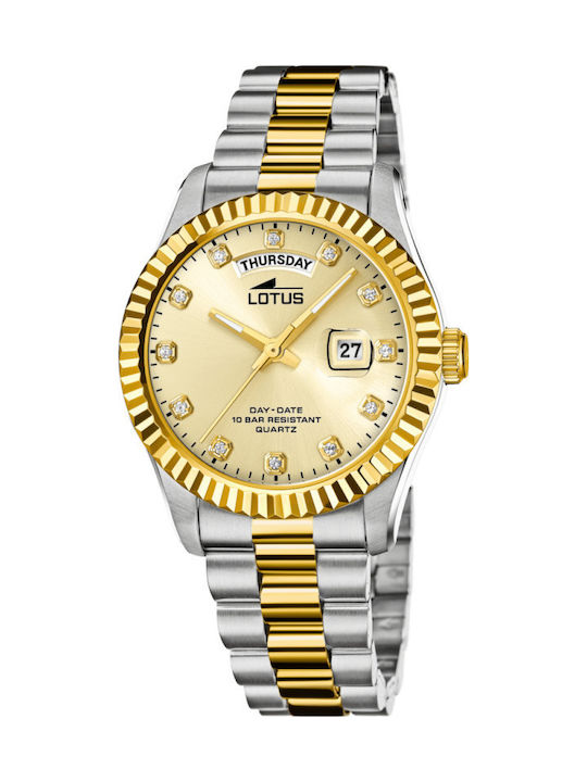 Lotus Watches Ceas Digital Barbati 41mm Baterie cu Brățară Din Metal Aurie