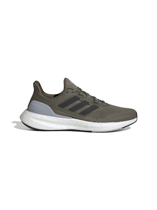Adidas Pureboost 23 Ανδρικά Αθλητικά Παπούτσια Running Olive Strata / Core Black / Halo Silver