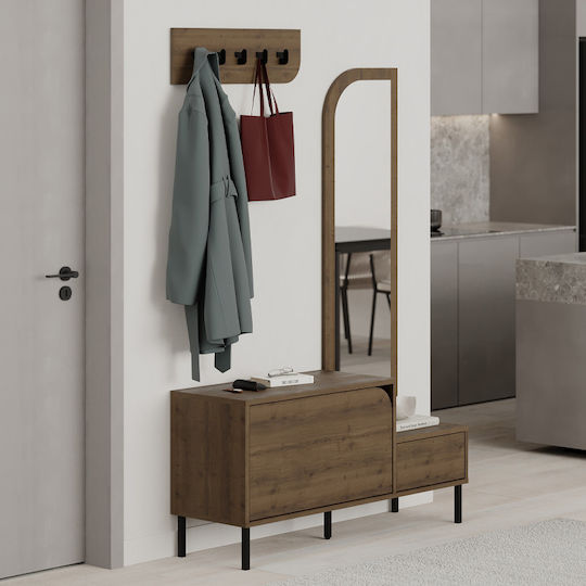 Mila Entry Furniture with Hanger & Shoe Rack Open Café 120x37x171.6cm