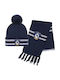 Kids Beanie Set with Scarf Knitted Navy Blue