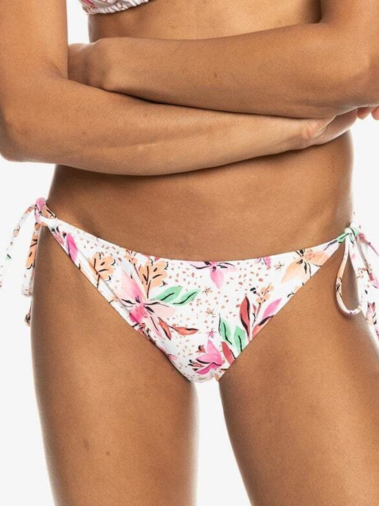 Roxy Printed Beach Classics Bikini Slip με Κορδονάκια Λευκό